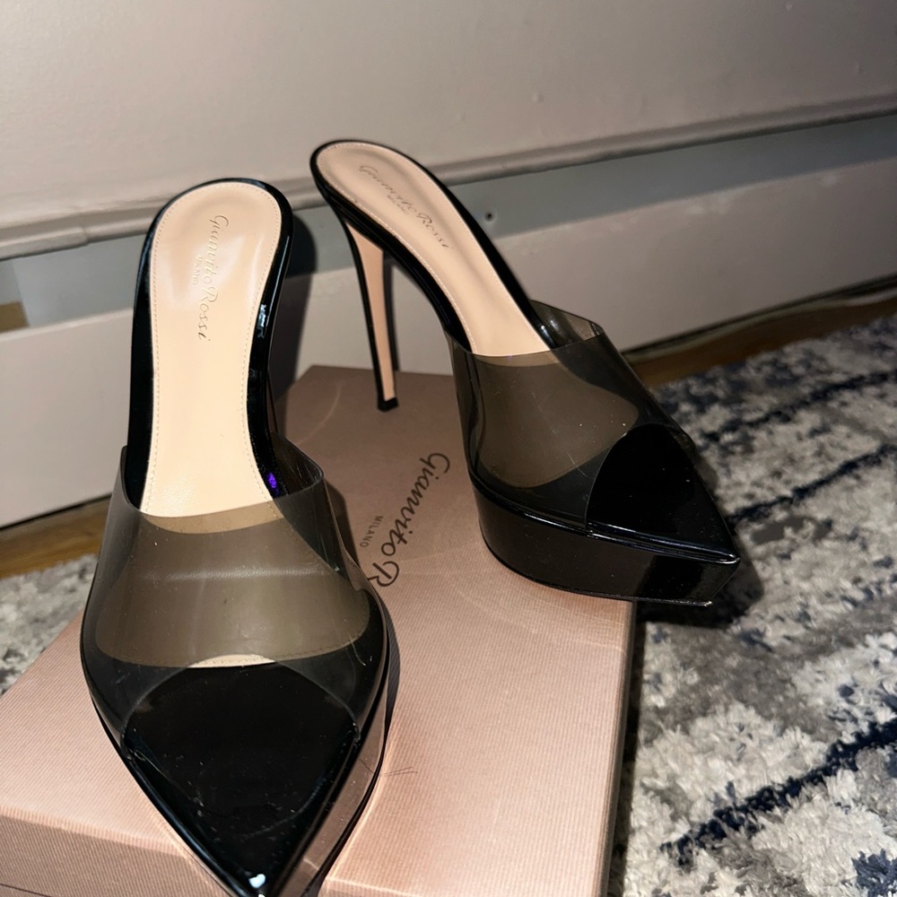 Gianvito Rossi Black and Clear Heels